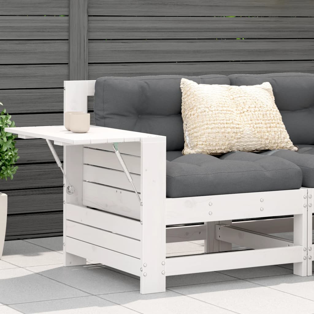 Hjørnesofa Med Sidebord Til Haven Med Hynde Massivt Fyrretræ