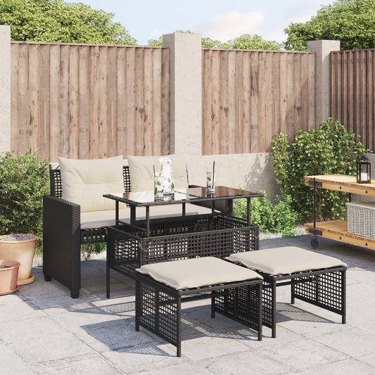 Sofasæt Til Haven 4 Dele Med Hynder Polyrattan Og Glas