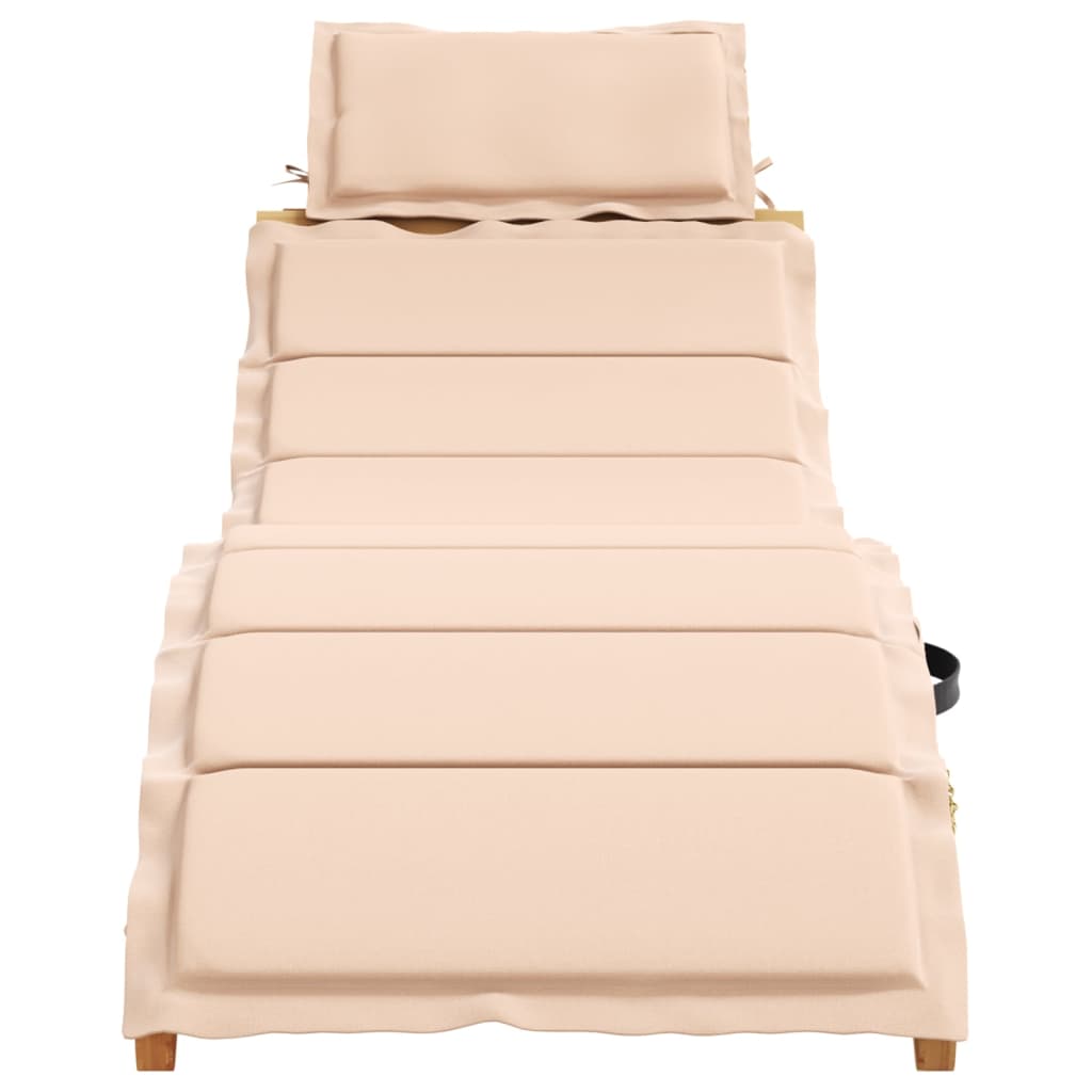 | Liggestol | Med Pude Taupe 55 X 184 X 64cm Massivt Akacietræ - Billede 2