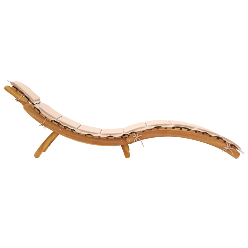 | Liggestol | Med Pude Taupe 55 X 184 X 64cm Massivt Akacietræ - Billede 4