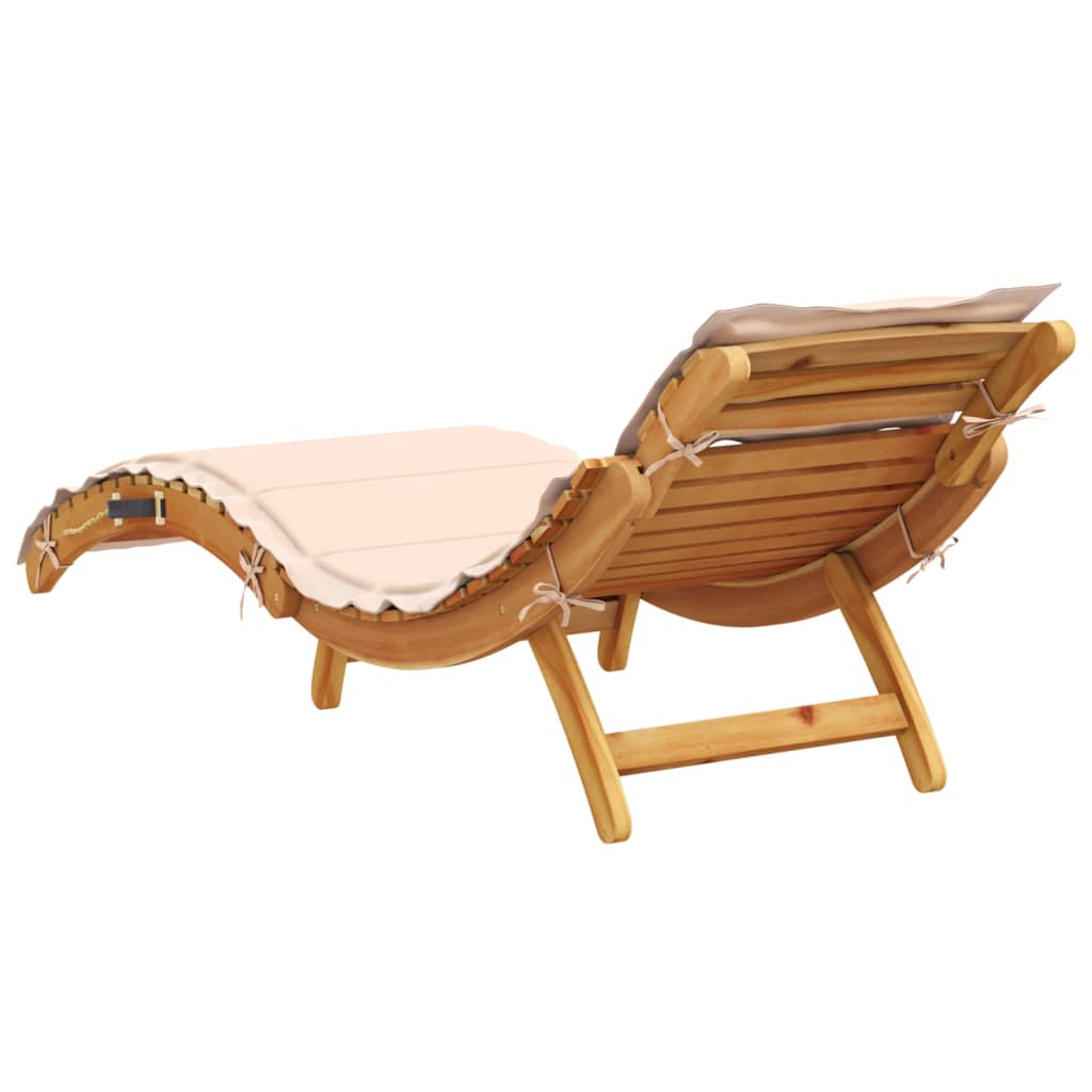 | Liggestol | Med Pude Taupe 55 X 184 X 64cm Massivt Akacietræ - Billede 3