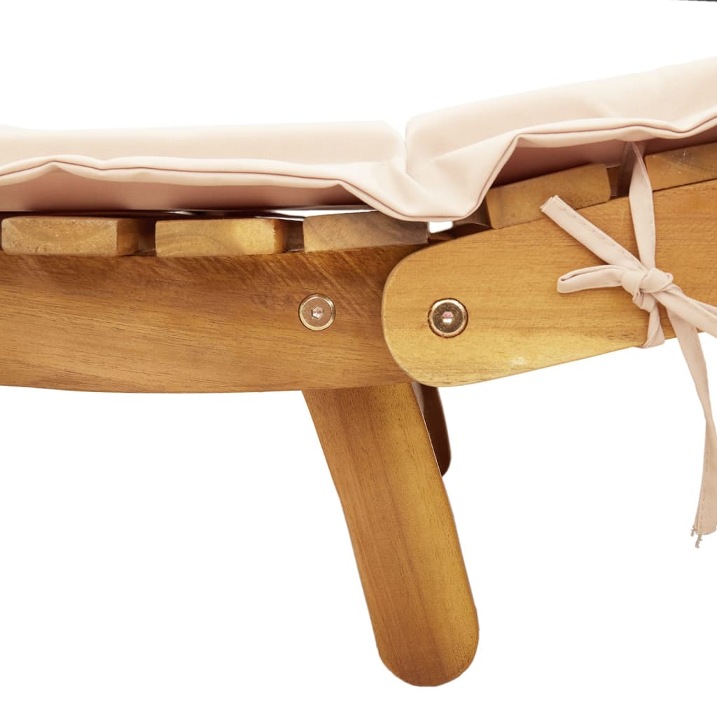 | Liggestol | Med Pude Taupe 55 X 184 X 64cm Massivt Akacietræ - Billede 5