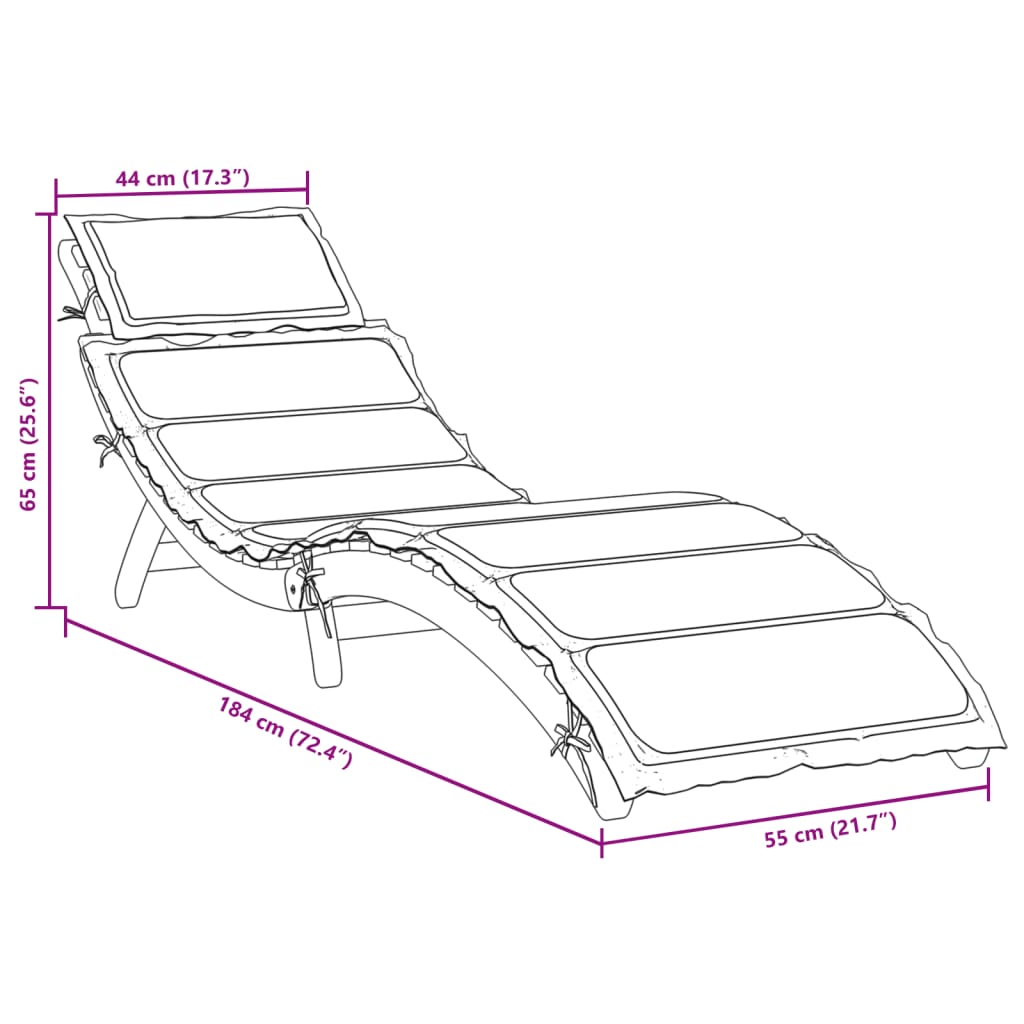 | Liggestol | Med Pude Taupe 55 X 184 X 64cm Massivt Akacietræ - Billede 7