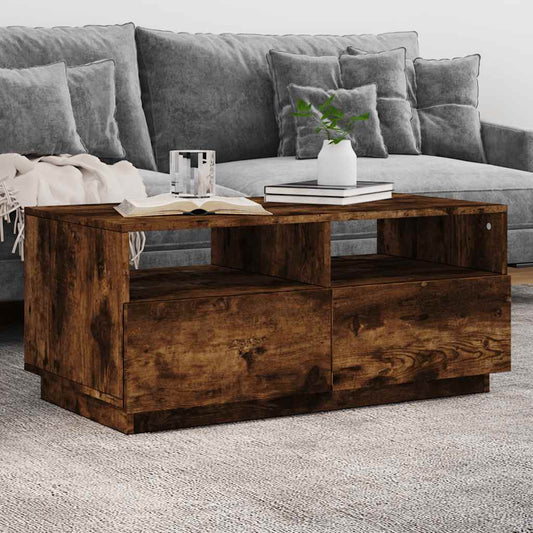 Sofabord Med Led-Lys 90X49X40 Cm Etræsfarve