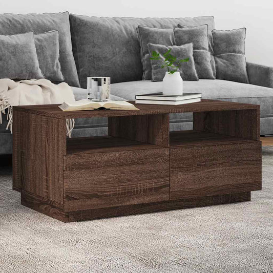 Sofabord Med Led-Lys 90X49X40 Cm Etræsfarve