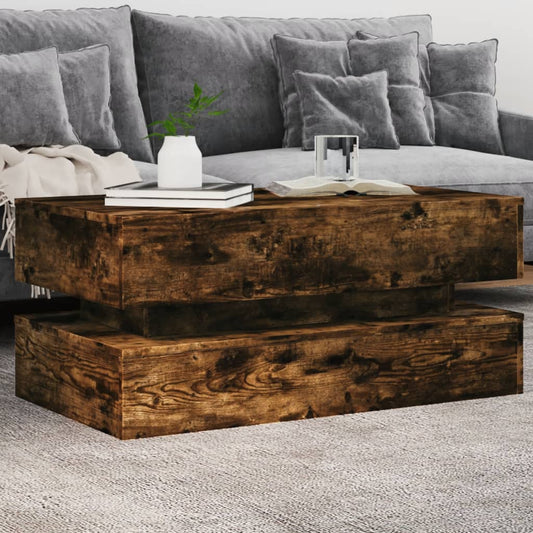 Sofabord Med Led-Lys 90X50X40 Cm Etræsfarve