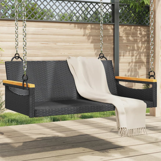 Gyngebænk Polyrattan Sort