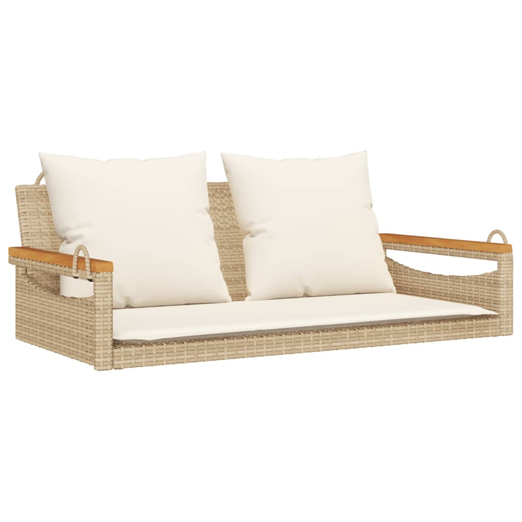 Havebænk Med Hynder Polyrattan - Rundt Design