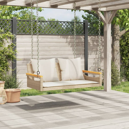 Havebænk Med Hynder Polyrattan - Rundt Design