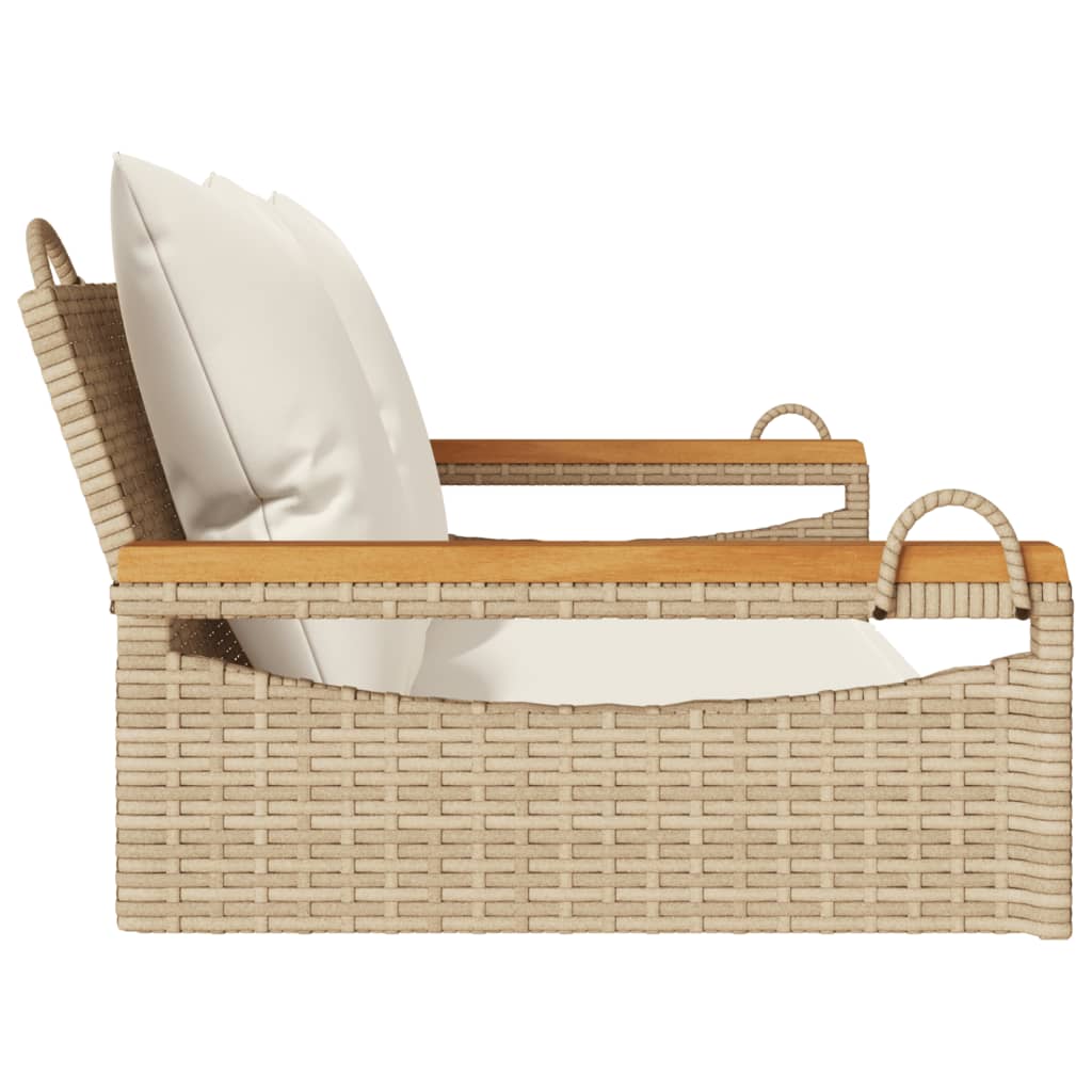 Havebænk Med Hynder Polyrattan - Rundt Design