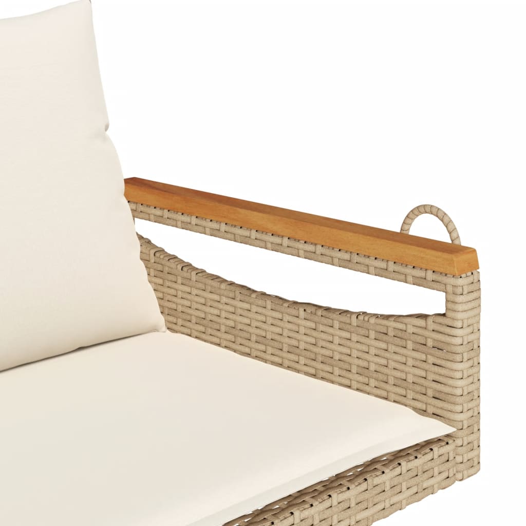Havebænk Med Hynder Polyrattan - Rundt Design