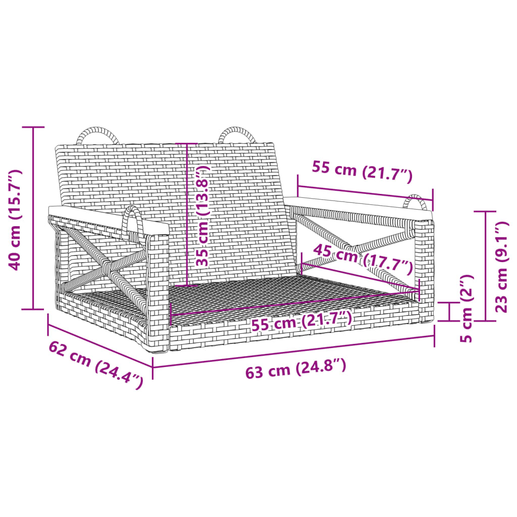 Gyngebænk Polyrattan - Billede 9