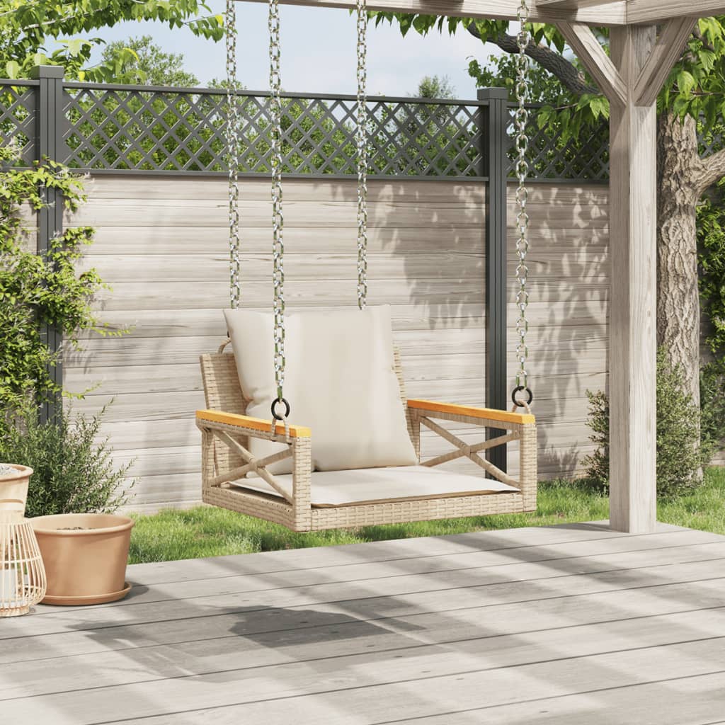 Gyngebænk Med Hynder Polyrattan - Billede 3