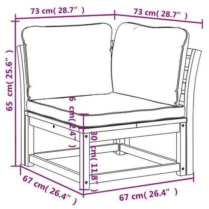 Hjørnemodul Til Sofa 73x73x65 Cm Med Hynder Massivt Akacietræ - Billede 8