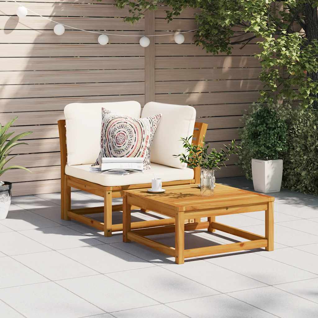 Hjørnemodul Til Sofa 73x73x65 Cm Med Hynder Massivt Akacietræ - Hovedbillede