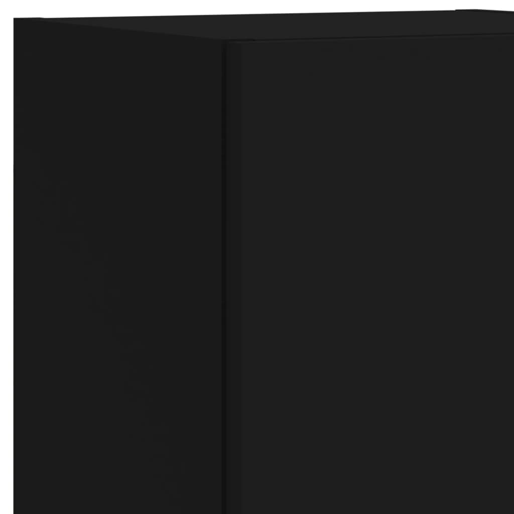 Tv-Møbel Til Væg 5 Dele Med Led-Lys Konstrueret Træ