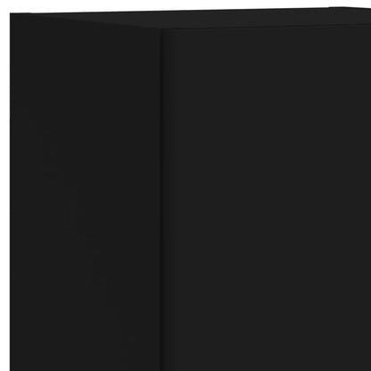 Tv-Møbel Til Væg 5 Dele Med Led-Lys Konstrueret Træ