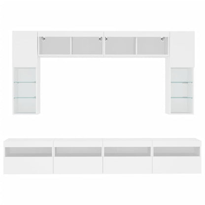 Væghængt Tv-Møbel 8 Dele Med Led-Lys Etræsfarve