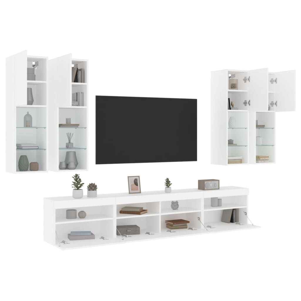 Væghængt Tv-møbel 6-7 Dele Med Led-lys - Billede 5