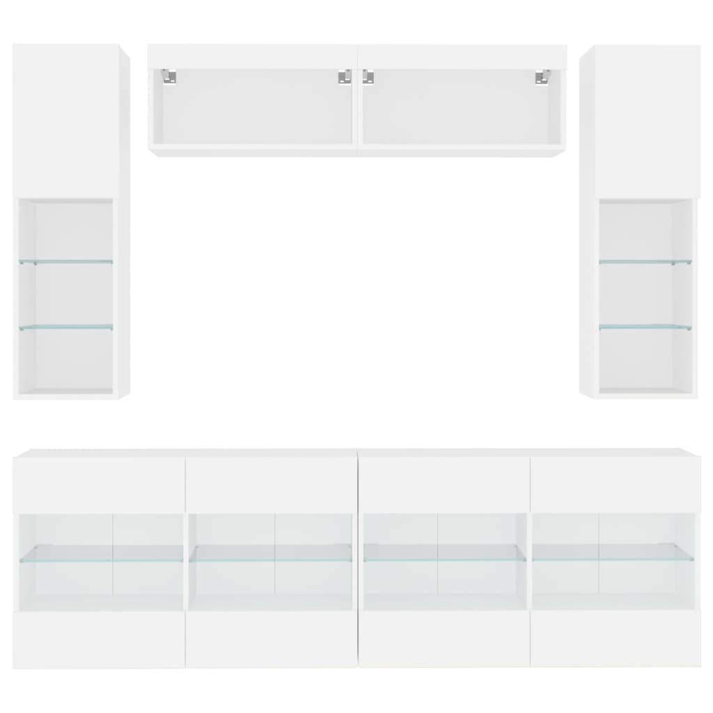 Væghængt Tv-møbel 6 Dele Med Led-lys - Billede 6