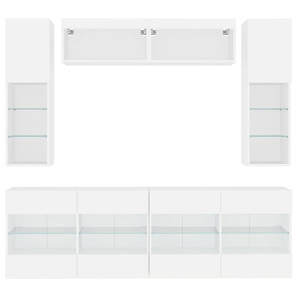 Væghængt Tv-møbel 6 Dele Med Led-lys - Billede 6