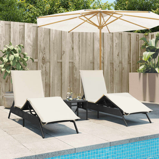 Liggestole 2 Stk. Med Bord Polyrattan