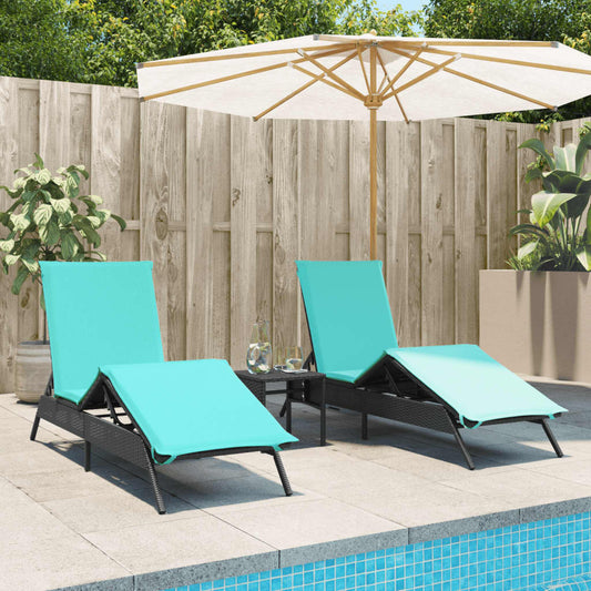 Liggestole 2 Stk. Med Bord Polyrattan