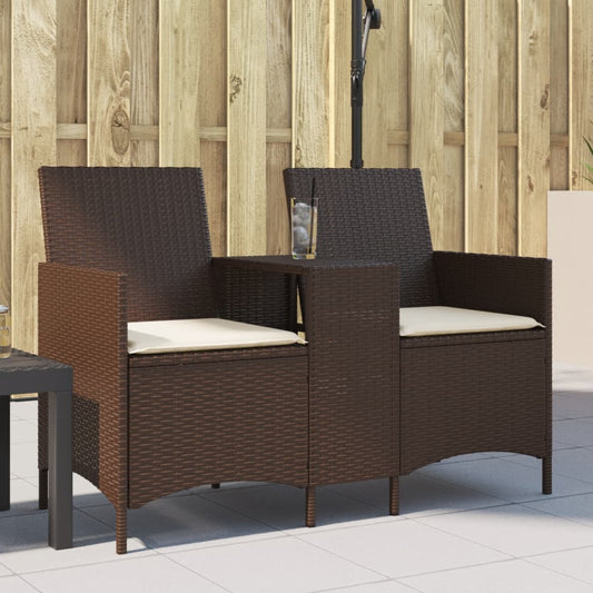 2-Personers Havesofa Med Bord Og Hynder Polyrattan