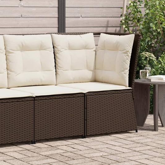 Hjørnemodul Til Havesofa Med Hynder Polyrattan Brun