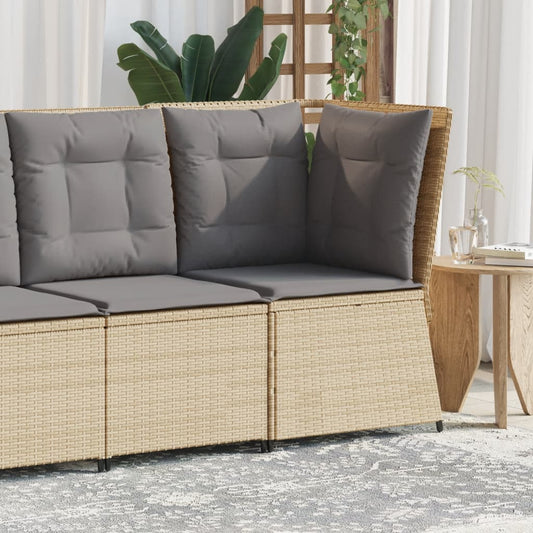 Hjørnemodul Til Havesofa Med Hynder Polyrattan Beige Beige Og Grå