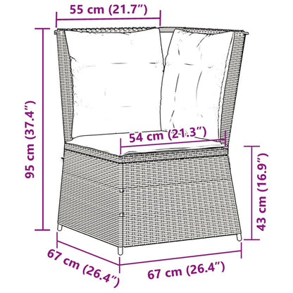 Hjørnemodul Til Havesofa Med Hynder Polyrattan - Billede 8