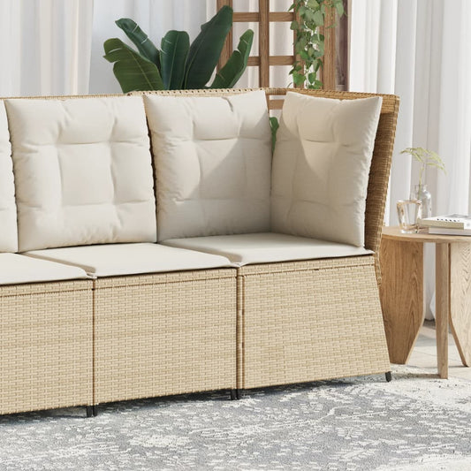 Hjørnemodul Til Havesofa Med Hynder Polyrattan Beige Beige Og Cremefarvet