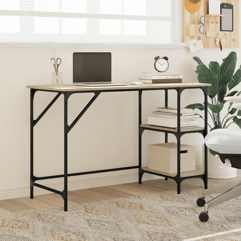 Skrivebord 120x50x75 Cm Metal Og Konstrueret Træ - Billede 3