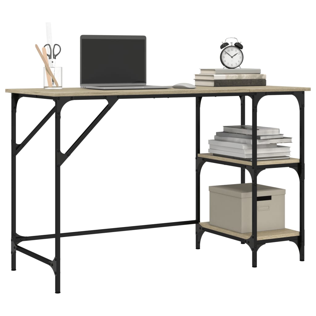 Skrivebord 120x50x75 Cm Metal Og Konstrueret Træ - Billede 4