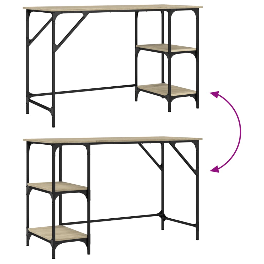Skrivebord 120x50x75 Cm Metal Og Konstrueret Træ - Billede 8