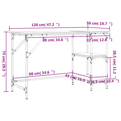 Skrivebord 120x50x75 Cm Metal Og Konstrueret Træ - Billede 11