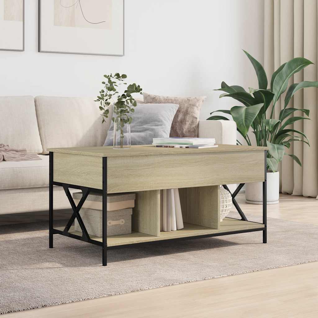Sofabord 100x55x50 Cm Konstrueret Træ Og Metal - Billede 3