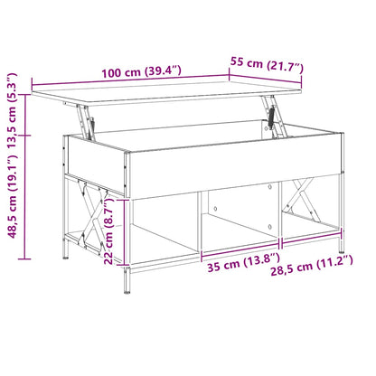 Sofabord 100x55x50 Cm Konstrueret Træ Og Metal - Billede 11