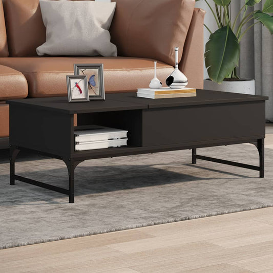 Sofabord 100X50X35 Cm Massivt Konstrueret Træ Og Metal