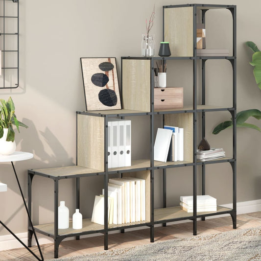 Bogreol 122X30X Konstrueret Træ Og Metal Sonoma-Eg