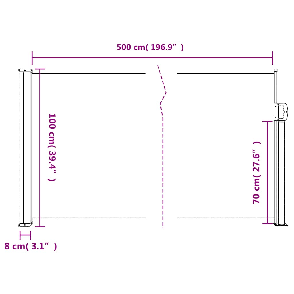 Sammenrullelig Sidemarkise 100x500 Cm - Billede 10