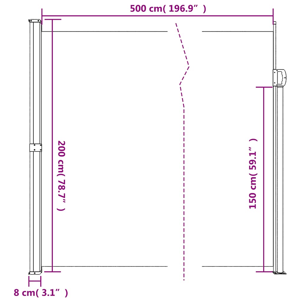 Sammenrullelig Sidemarkise 200x500 Cm Mørkegrøn - Billede 10