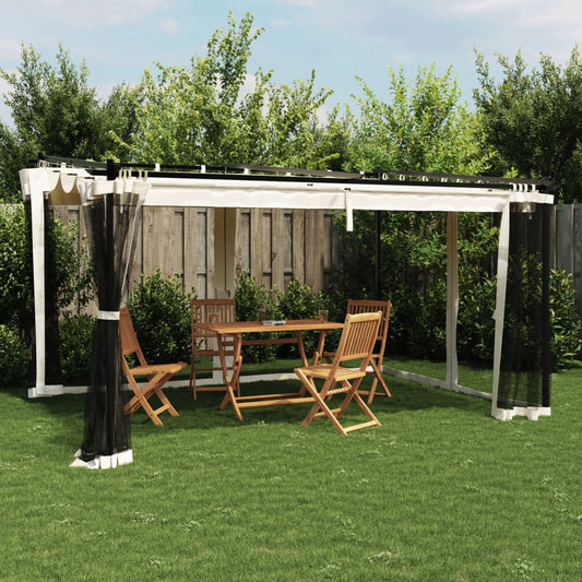 Pavillon 4X3M Mesh-Vægge Stål Farvet Creme
