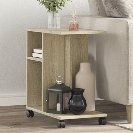 Sidebord Med Hjul 50X30X55 Cm Konstrueret Træ
