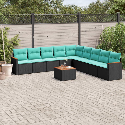 Havesofasæt Med 10 Hynder Polyrattan - Hovedbillede