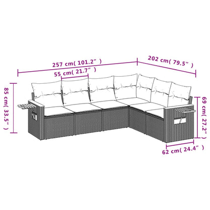 Sofasæt Til Haven 6 Dele Med Hynder Polyrattan