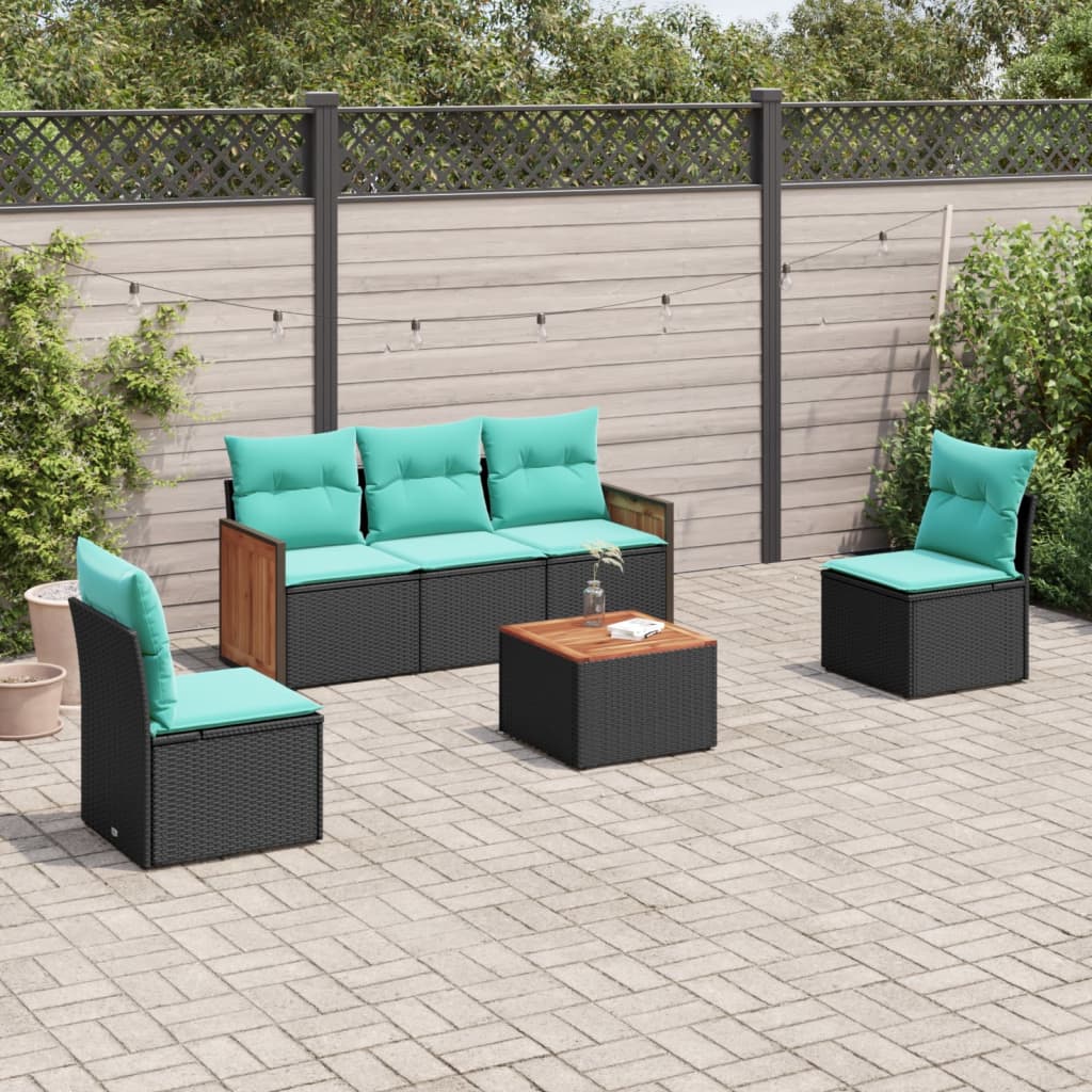 Havesofasæt Med 6 Dele Og Hynder Polyrattan - Variant 3227534