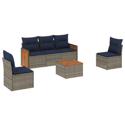 Havesofasæt Med 6 Dele Og Hynder Polyrattan - Billede 2