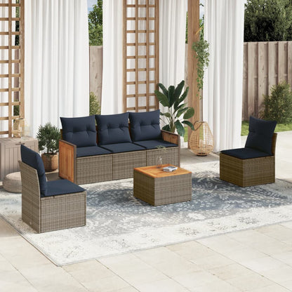 Havesofasæt Med 6 Dele Og Hynder Polyrattan - Hovedbillede
