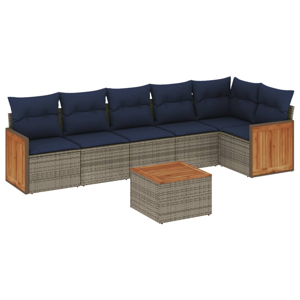 Havesofasæt Med 7 Dele Og Hynder Polyrattan - Billede 2